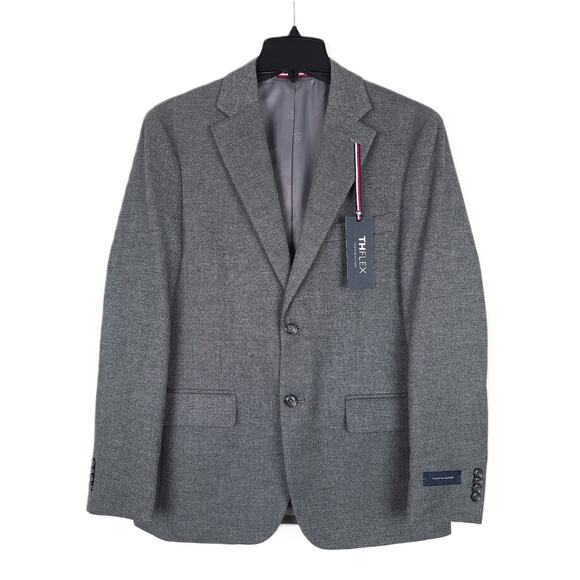 Tommy Hilfiger Men's Modern-Fit Flex Stretch Sport Coat Grey Solid Weave 46R NWT - Picture 1 of 7